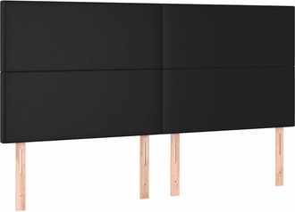 vidaXL Cabecero Con Luces Led Cuero Sint&eacute;tico Negro 180x5x118/128 Cm Vidaxl