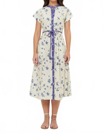 Oliphant Cap Sleeve Shirt Midi Dress In Alyssum Cream