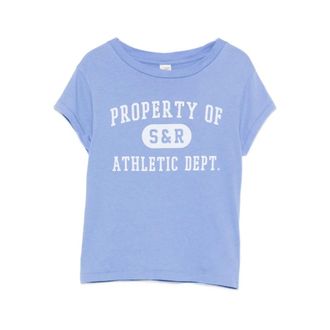 Sporty & Rich Logo Crew Neck T-Shirt - female - Sporty & Rich - T-Shirts - Blue - XS - Tops