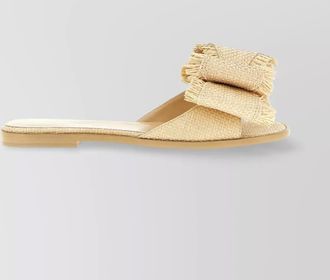 Mach & Mach bow fringe open toe flat sandals