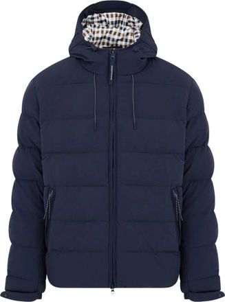 Aquascutum Flex-N Hooded Puffer - Heren - Winterjassen - Blauw - L - Leer - Jassen