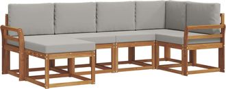 vidaXL Conjunto De Sof&aacute;s De Exterior 6 Uds. Gris Natural Y Claro Vidaxl