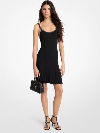 Michael Kors Chain Embellished Stretch Knit Tank Dress