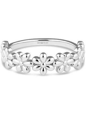 Devata Daisy Flower Ring in Rhodium Plated Sterling Silver at Nordstrom, Size 8
