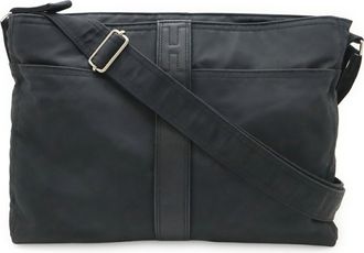 Herm&egrave;s Acapulco Black Toile Chevron Leather Handbag Tote Bag (Pre-Owned)