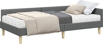vidaXL Estructura De Cama Esquina Con Colch&oacute;n 2 Uds. Gris Oscuro Vidaxl
