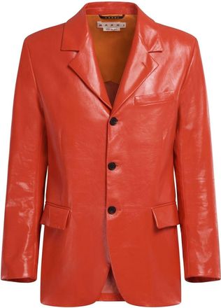 Marni polished-finish leather jacket - men - Lamb Skin - 52 - Orange