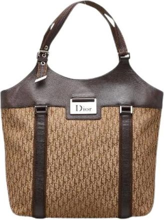 Dior Pre-owned Tote Bags, female, Beige, Size: ONE SIZE Pre-owned Trotter Street Chic Leather Canvas Tote Bag