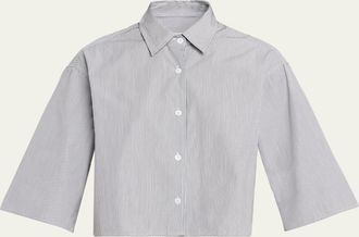 Maria McManus Cropped Short-Sleeve Button-Down Shirt