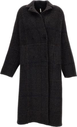 Boboutic Cocoon Double-Breasted Coat in Multicolor Herringbone