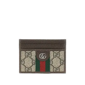 Gucci Leather and GG Supreme Ophidia cardholder Woman One Size
