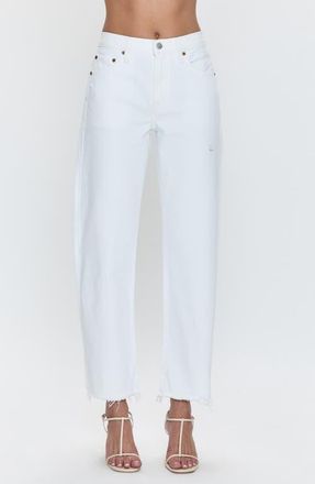 Pistola Denim Lexi Mid Rise Bowed Straight Leg Jeans in Luxe White Vintage at Nordstrom, Size 25