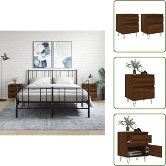 vidaXL The Living Store Comodini 2pz Rovere Marrone 40x35x50 cm in Legno Multistrato - Comodino in legno