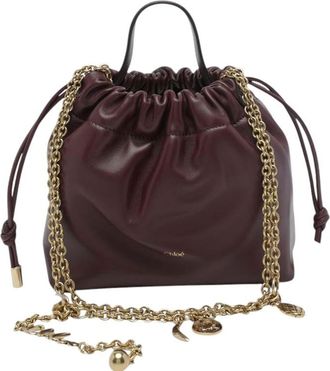Chlo&eacute; Maroon Icons Mini Shoulder Bag
