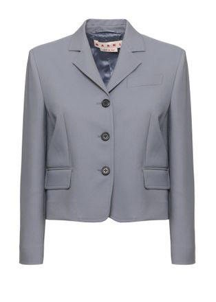 Marni Blue Classic Lapel Satin Blazer