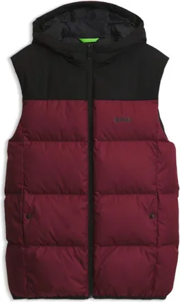 BOSS Water-repellent hooded vest with down filling