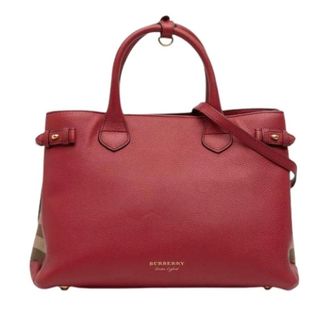Burberry Pre-owned Banner Satchel - Dames - Vintage Shopper - Rood - ONE Size - Leer - Vintage