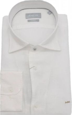 Michael Kors Slim Fit Linnen Overhemd - Heren - Casual Overhemden - Wit - M - Linnen - Overhemden