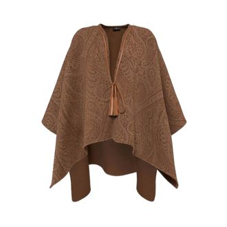 Etro Etro, Capes, female, Brown, Size: ONE SIZE Beige Paisley Jacquard Wool-Cashmere Cape