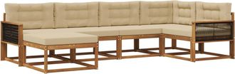 vidaXL Conjunto De Sof&aacute;s De Exterior 6 Uds. Natural Y Beige Vidaxl