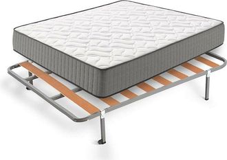 HOGAR 24 Hs14 - Colch&oacute;n Viscoel&aacute;stico + Somier Basic Con Patas, Medida 90x180 Cm, Nucleo Fresh Natur Alta Densidad Efecto Regenerador, Altura 24 Cm