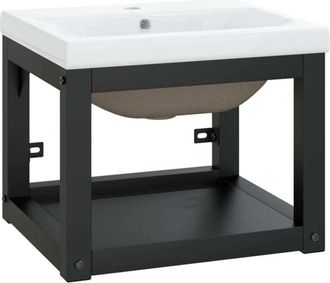 vidaXL Estructura de baño con lavabo incorporado hierro negro vidaXL
