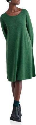 Seasalt Cornwall Long Sleeve Organic Cotton A-Line Sweater Dress in Evergreen at Nordstrom, Size 10 Us