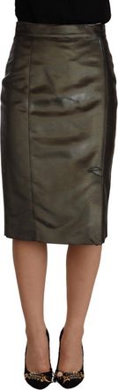 Gianfranco Ferre Metallic High Waist Pencil Midi Womens Skirt