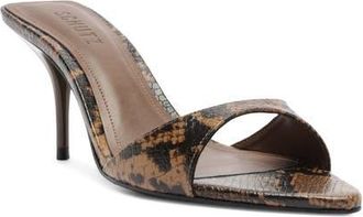 Schutz Elodie Pointed Toe Sandal in Pecan Brown Snake Ph at Nordstrom, Size 10.5