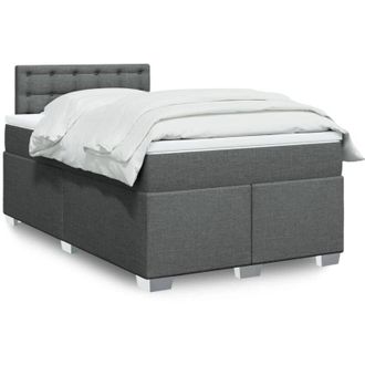 vidaXL Cama Box Spring Con Colch&oacute;n Tela Gris Oscuro 120x190 Cm Vidaxl