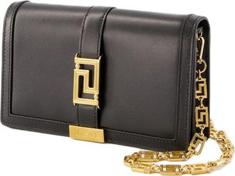 Versace Greca Goddess Wallet On Chain - Versace - Leather - Black