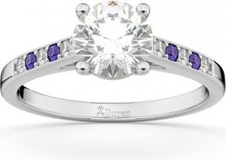 Allurez Cathedral Tanzanite & Diamond Engagement Ring 14k White Gold (0.20ct)