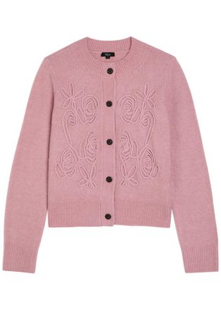Rails Coralee Floral-embroidery Knit Cardigan - Pink - S (UK8-10 / S)