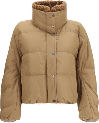 Brunello Cucinelli Beige Quilted Mock Collar Jacket