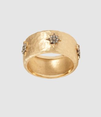 Feidt Paris Bague Martell&eacute;e Multi Constellation Or Jaune