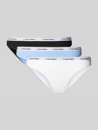 Calvin Klein Underwear Slip mit Logo-Stitching Modell Bikini im 3er-Pack in Blau, Gr&ouml;&szlig;e S