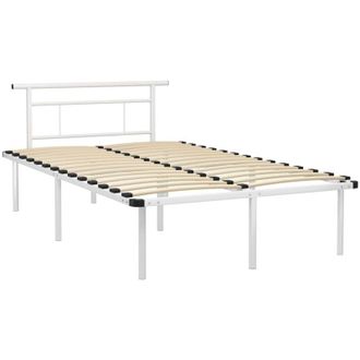 vidaXL Bed Frame without Mattress White Metal 120x200cm Vidaxl