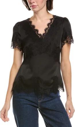 Vince Camuto V-Neck Lace -Trim Top
