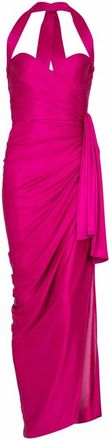 Balmain Jurk van Soepel Gedrapeerd Interlock Jersey - Dames - Avondkleed - Roze - M - Kleedjes