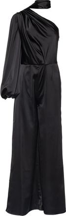 VASILIKI Amalia One Sleeve Satin Jumpsuit in Black at Nordstrom, Size Medium