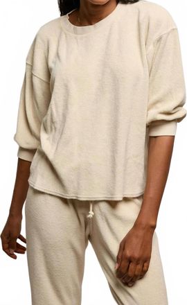 perfectwhitetee Roxy Loop Terry Boxy Sweatshirt In Sugar