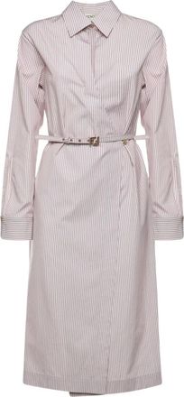 Fendi Abito midi a righe con cintura - Toni neutri