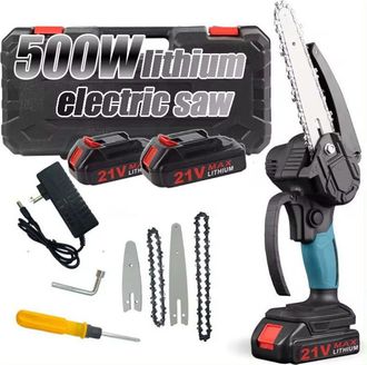 OEM Mini Motosierra De 6 Pulgadas Con Bloqueo De Seguridad, 2 Cadenas, Bater&iacute;a Recargable De 21 V, Inal&aacute;mbrica, El&eacute;ctrica