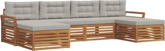 vidaXL Conjunto De Sof&aacute;s De Exterior 6 Uds. Natural Y Gris Claro Vidaxl