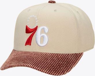 Mitchell & Ness Mens Mitchell & Ness Cream/Red Philadelphia 76ers Washed Corduroy Pro Crown Snapback Hat at Nordstrom