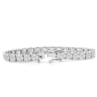 Pompeii3 Platinum 12.58Ct Lab Grown Diamond Tennis Bracelet 7 Double Lock Clasp
