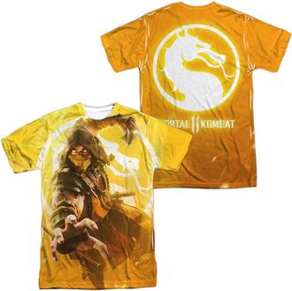 Gildan Mortal Kombat 11 Scorpion (Front/Back Print) Short Sleeve Adult Poly Crew Tee / T-Shirt