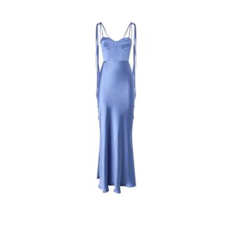 Pinko Maxi Dresses, female, Blue, M, Outer Fabric: 100%Vi - 630 - 95%Pl 5%Ea