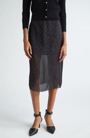 Vince Polka Dot Sheer Stretch Silk Midi Skirt in Black/grey at Nordstrom Rack, Size 16 (Similar To 14W-16W)