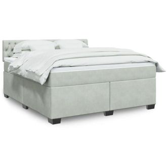 vidaXL Vidaxl - Cama Box Spring Con Colch&oacute;n Terciopelo Gris Claro 180x200 Cm